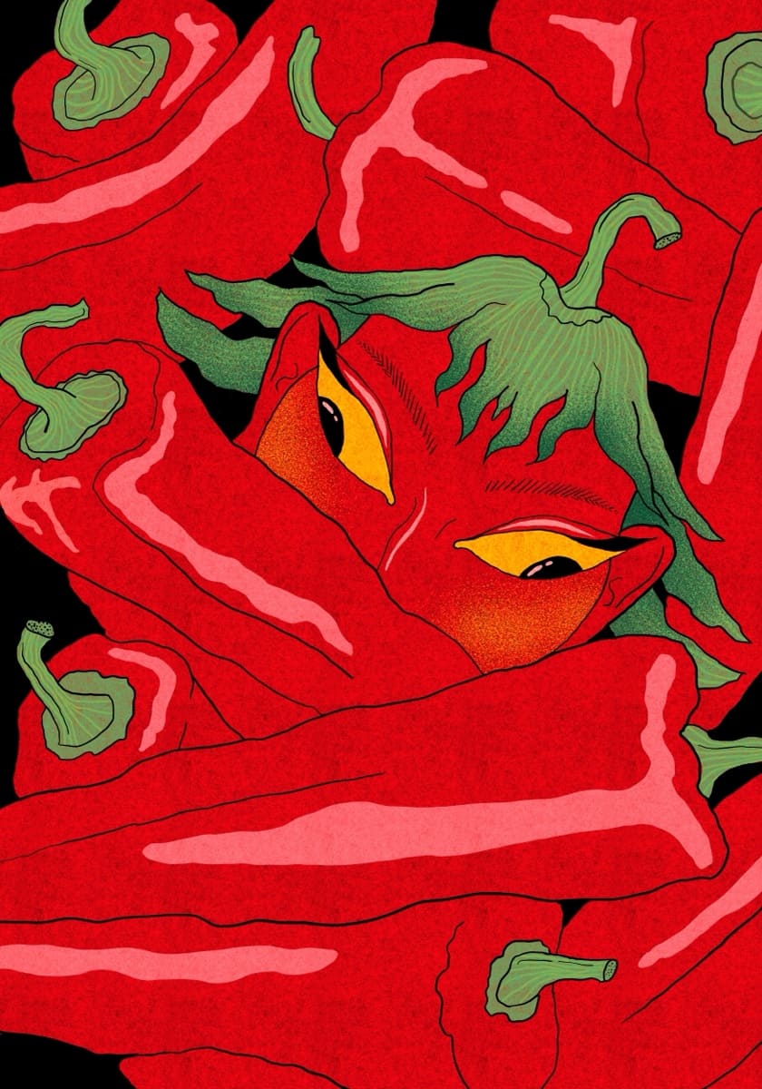 Red peppers illustration