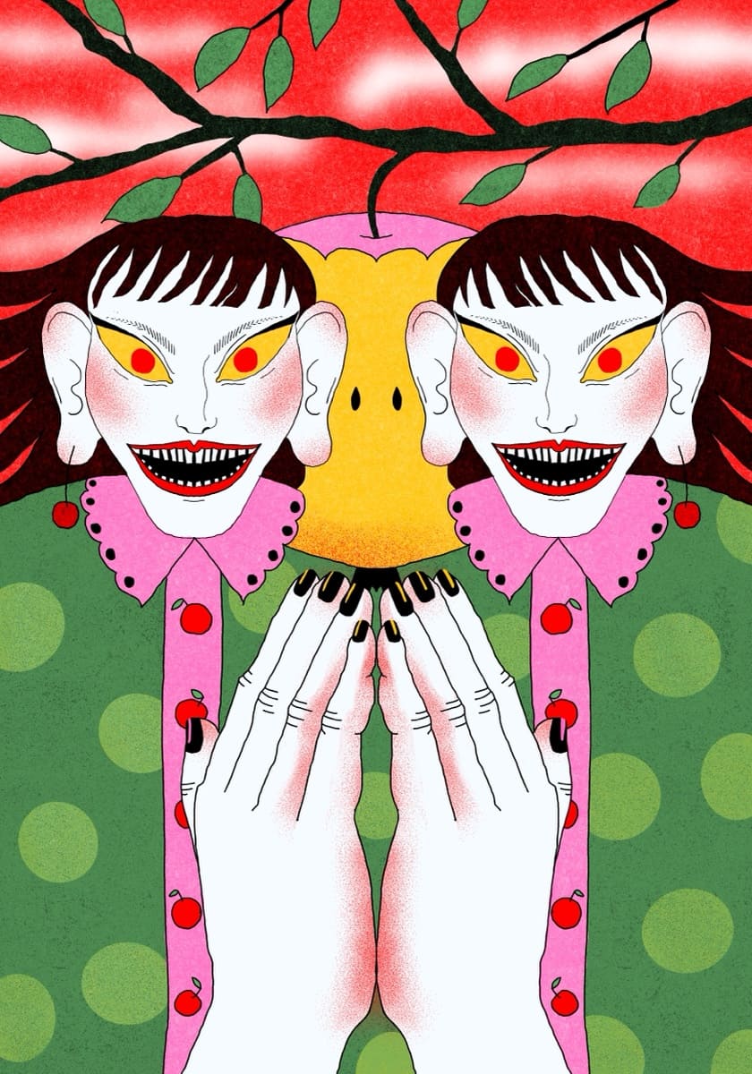 Twin faces illustration